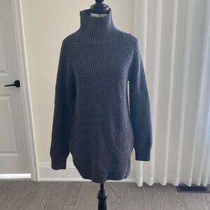 Roots Turtleneck Waffle-Knit Sweater Dress - Charcoal